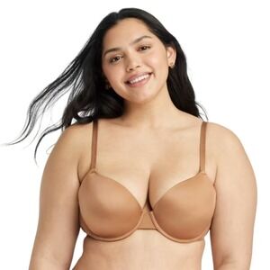 Auden Women's Bronze Tan Underwire Padded Push Up Demi Bra Size 34DDD